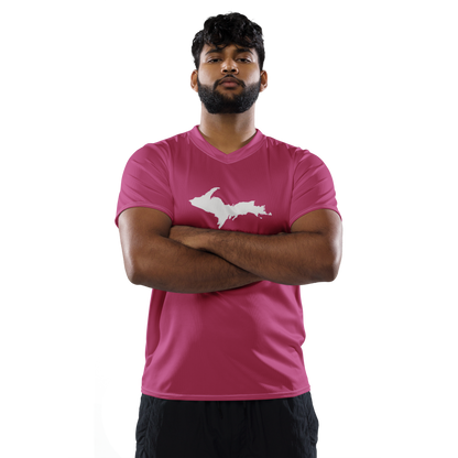 Michigan Upper Peninsula Soccer Jersey (w/ UP Outline) | Unisex - Apple Blossom Pink