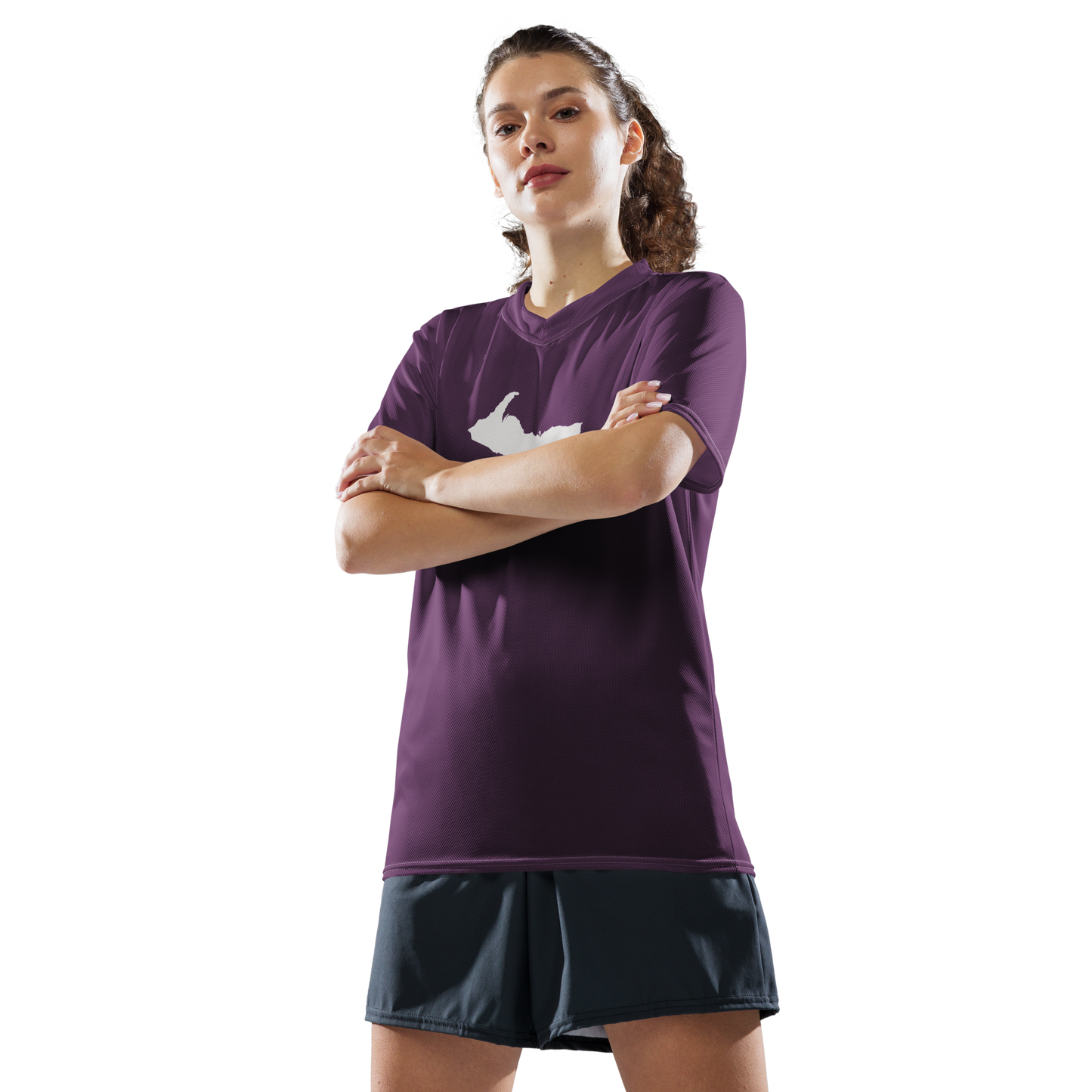 Michigan Upper Peninsula Soccer Jersey (w/ UP Outline) | Unisex - Plum