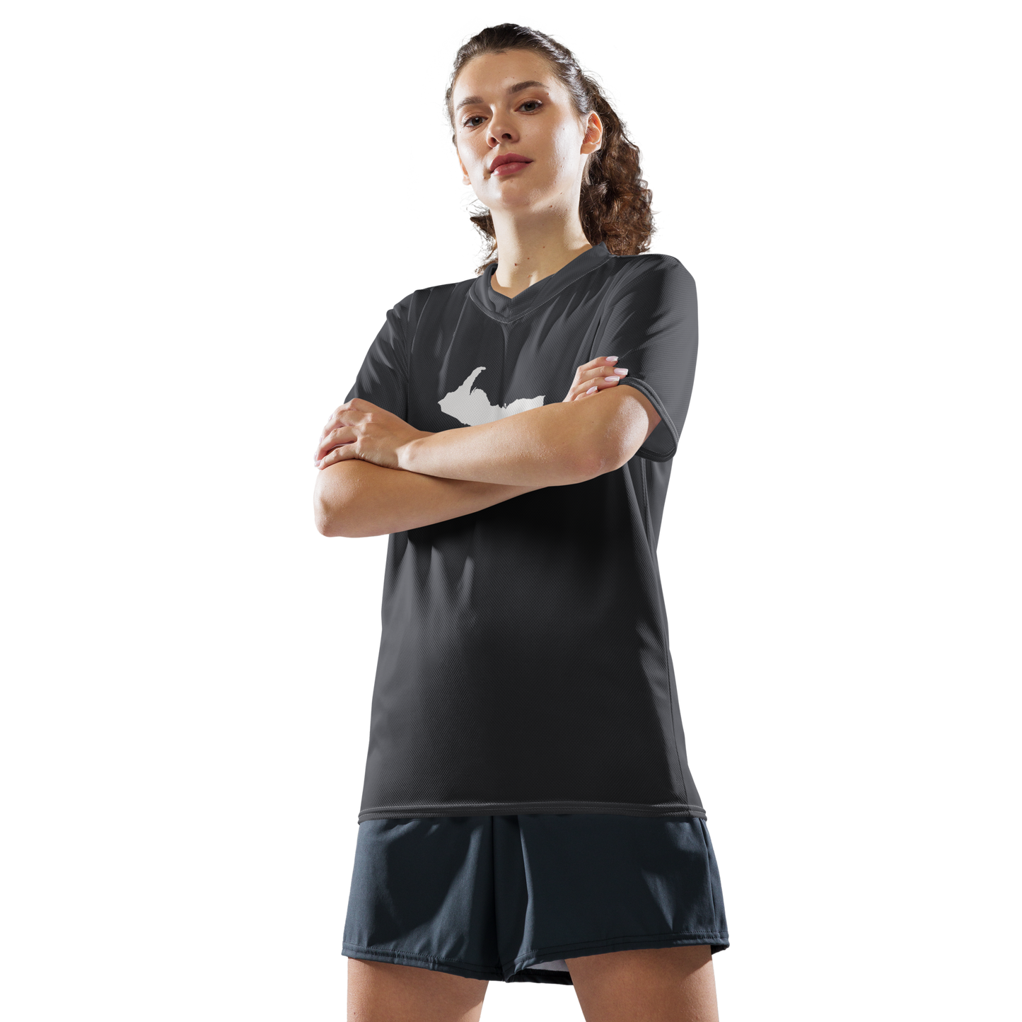 Michigan Upper Peninsula Soccer Jersey (w/ UP Outline) | Unisex - Iron Ore Grey