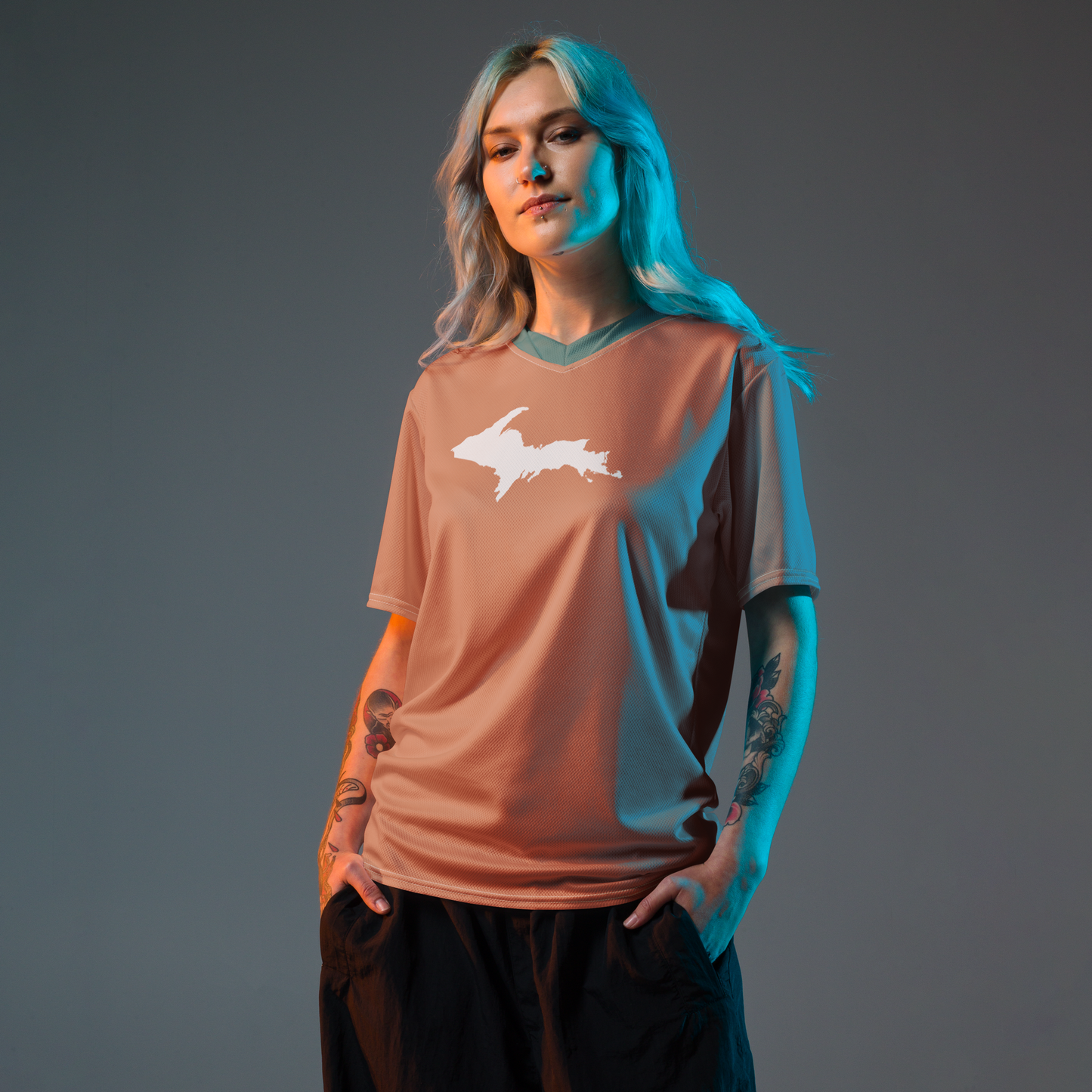 Michigan Upper Peninsula Soccer Jersey (w/ UP Outline) | Unisex - Copper Color