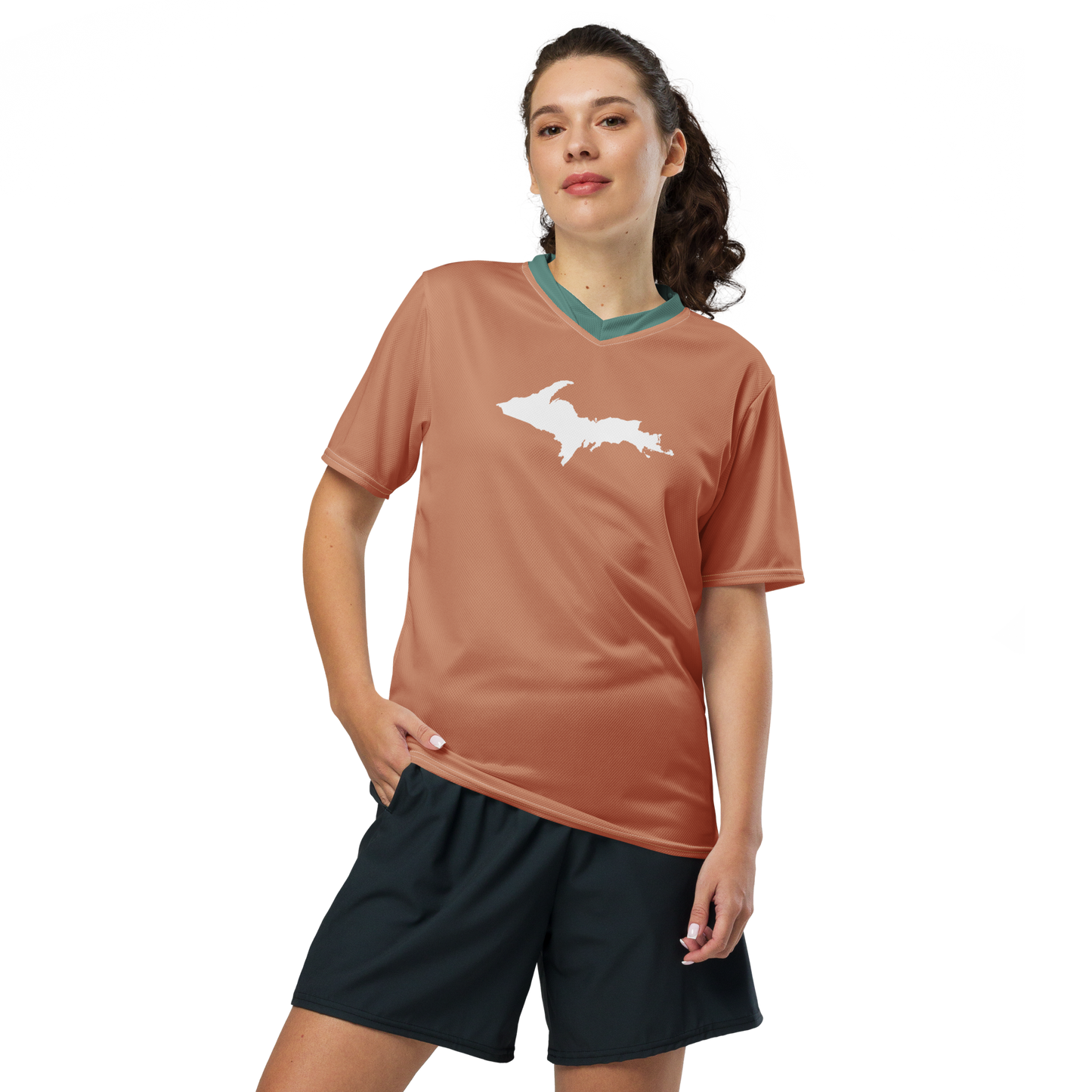 Michigan Upper Peninsula Soccer Jersey (w/ UP Outline) | Unisex - Copper Color