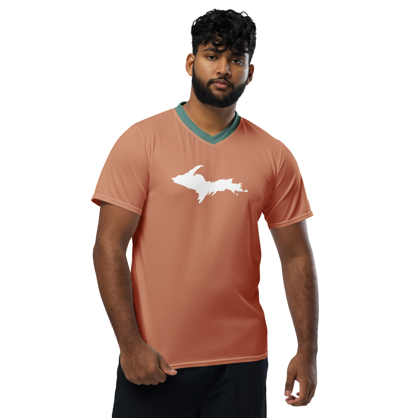 Michigan Upper Peninsula Soccer Jersey (w/ UP Outline) | Unisex - Copper Color