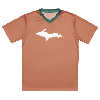 Michigan Upper Peninsula Soccer Jersey (w/ UP Outline) | Unisex - Copper Color