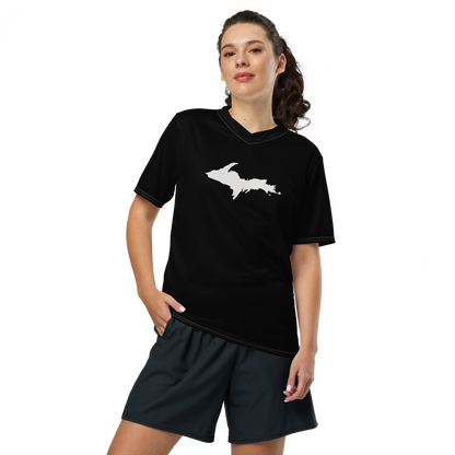 Michigan Upper Peninsula Soccer Jersey (w/ UP Outline) | Unisex - Black