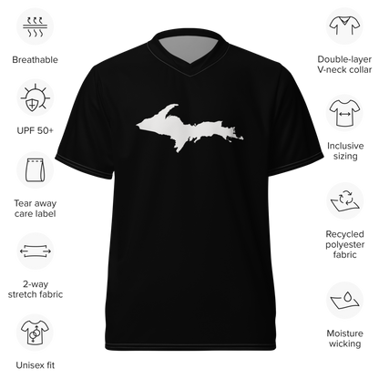 Michigan Upper Peninsula Soccer Jersey (w/ UP Outline) | Unisex - Black