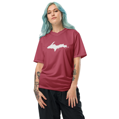 Michigan Upper Peninsula Soccer Jersey (w/ UP Outline) | Unisex - Popstar Pink