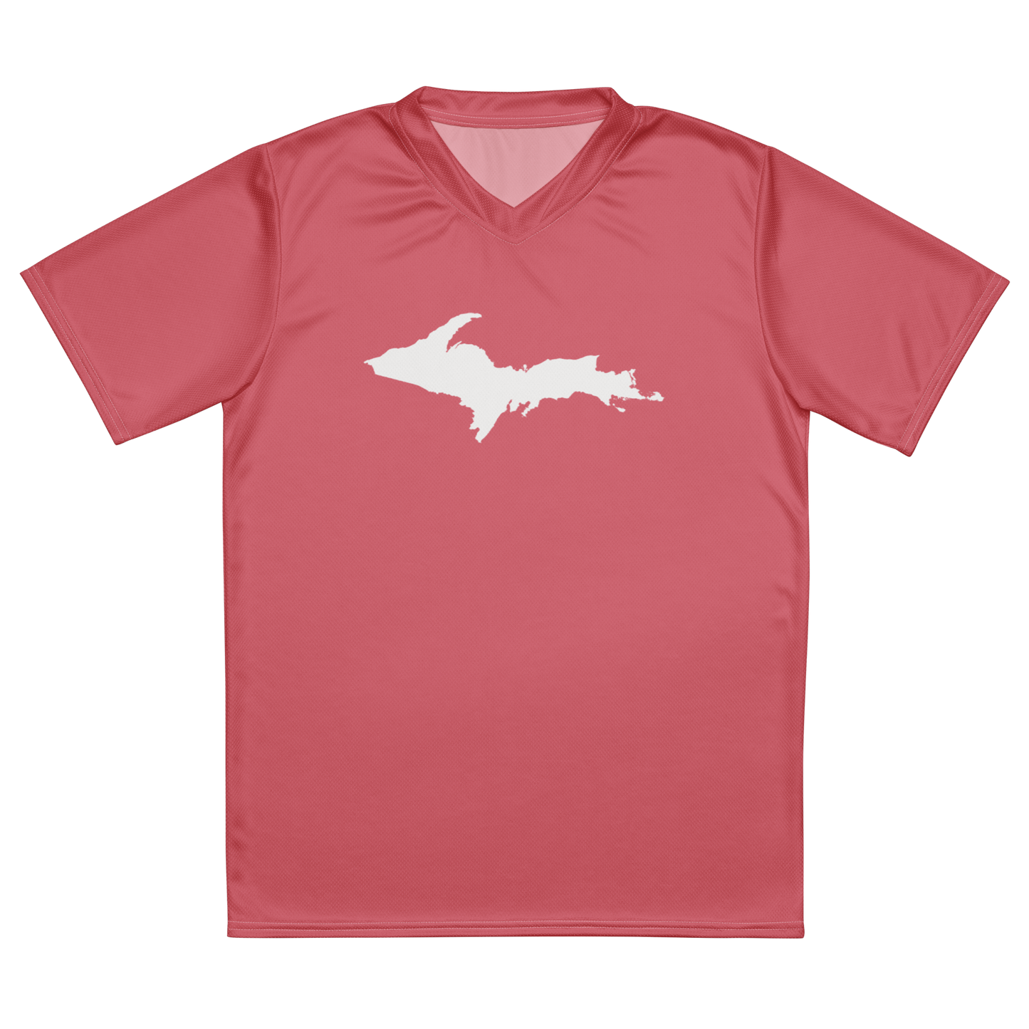 Michigan Upper Peninsula Soccer Jersey (w/ UP Outline) | Unisex - Strawberry Pink