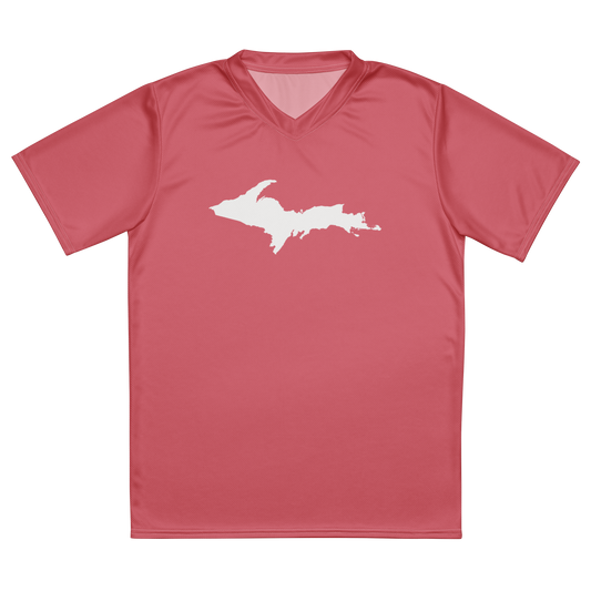 Michigan Upper Peninsula Soccer Jersey (w/ UP Outline) | Unisex - Strawberry Pink