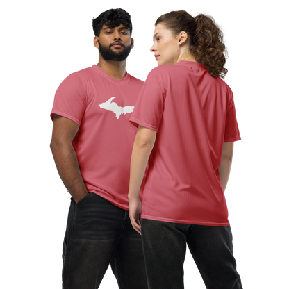 Michigan Upper Peninsula Soccer Jersey (w/ UP Outline) | Unisex - Strawberry Pink