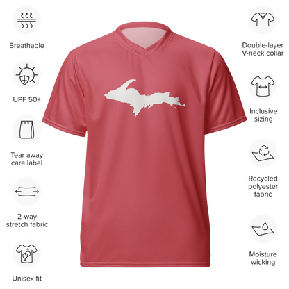 Michigan Upper Peninsula Soccer Jersey (w/ UP Outline) | Unisex - Strawberry Pink