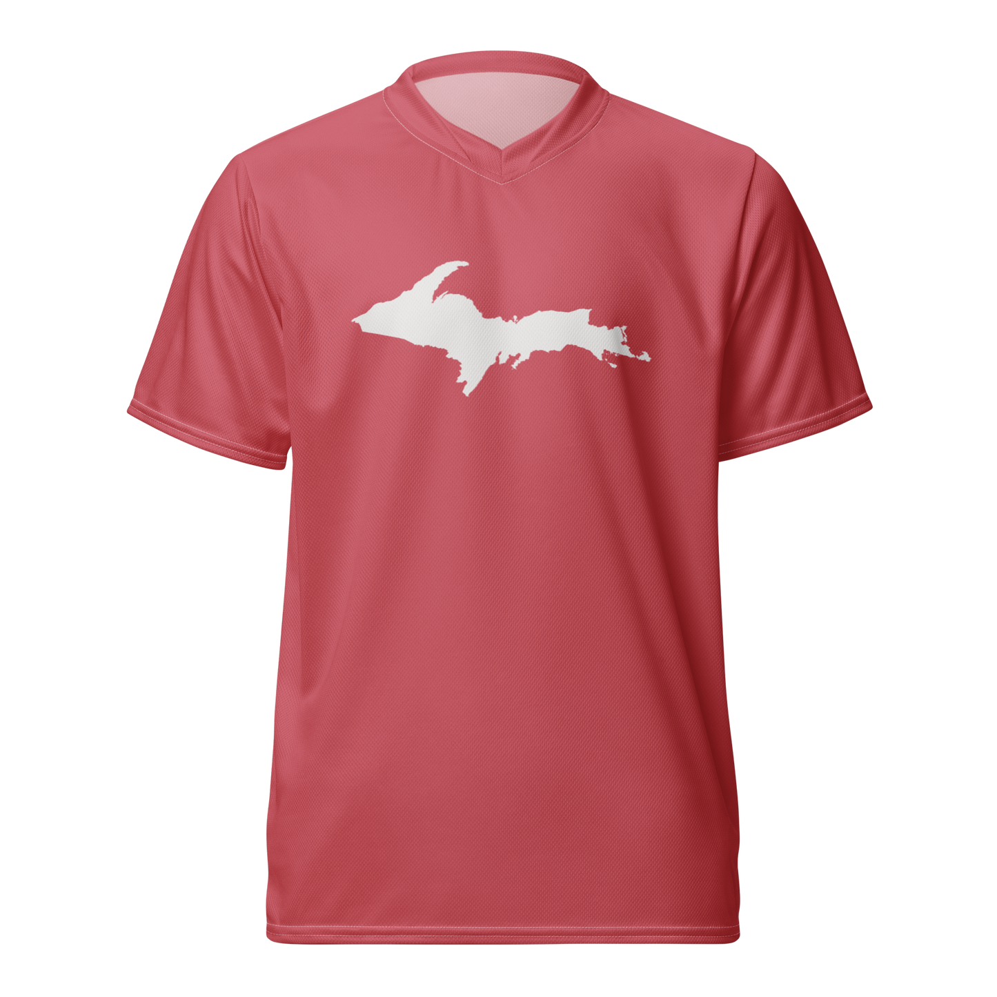 Michigan Upper Peninsula Soccer Jersey (w/ UP Outline) | Unisex - Strawberry Pink