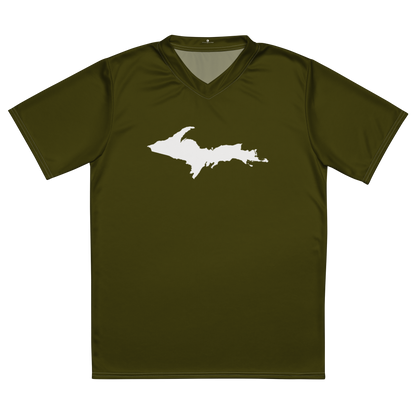 Michigan Upper Peninsula Soccer Jersey (w/ UP Outline) | Unisex - Military Green