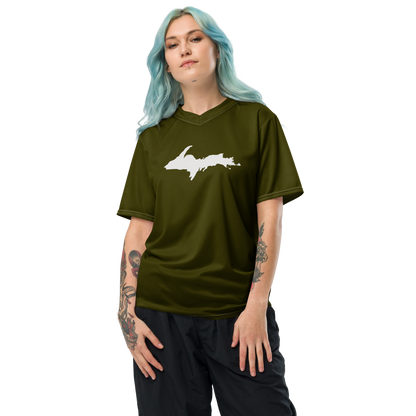 Michigan Upper Peninsula Soccer Jersey (w/ UP Outline) | Unisex - Military Green