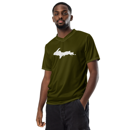 Michigan Upper Peninsula Soccer Jersey (w/ UP Outline) | Unisex - Military Green