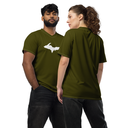 Michigan Upper Peninsula Soccer Jersey (w/ UP Outline) | Unisex - Military Green