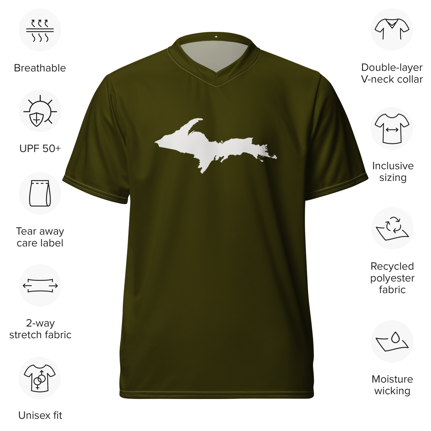 Michigan Upper Peninsula Soccer Jersey (w/ UP Outline) | Unisex - Military Green