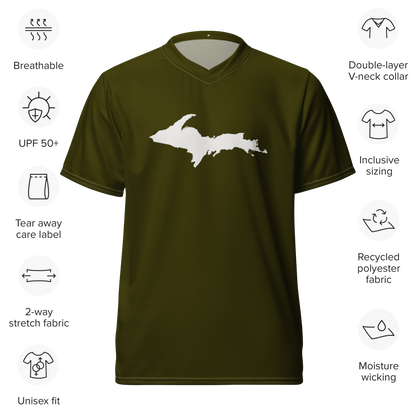 Michigan Upper Peninsula Soccer Jersey (w/ UP Outline) | Unisex - Military Green