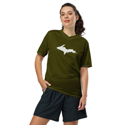 Michigan Upper Peninsula Soccer Jersey (w/ UP Outline) | Unisex - Military Green