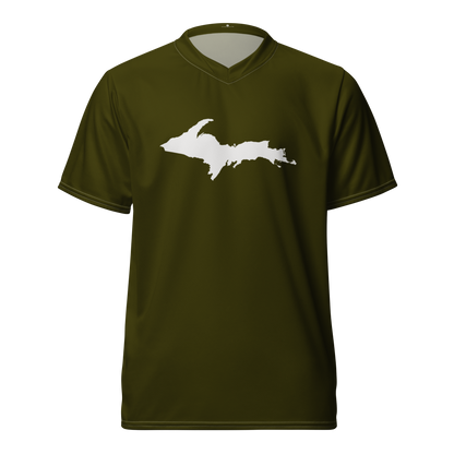 Michigan Upper Peninsula Soccer Jersey (w/ UP Outline) | Unisex - Military Green