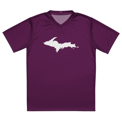 Michigan Upper Peninsula Soccer Jersey (w/ UP Outline) | Unisex - Tyrian Purple