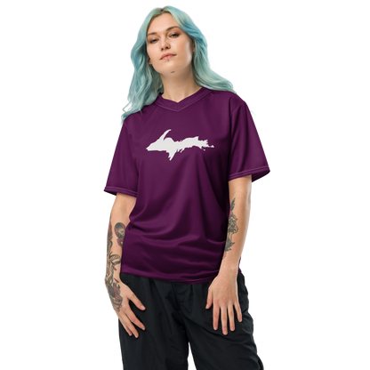 Michigan Upper Peninsula Soccer Jersey (w/ UP Outline) | Unisex - Tyrian Purple