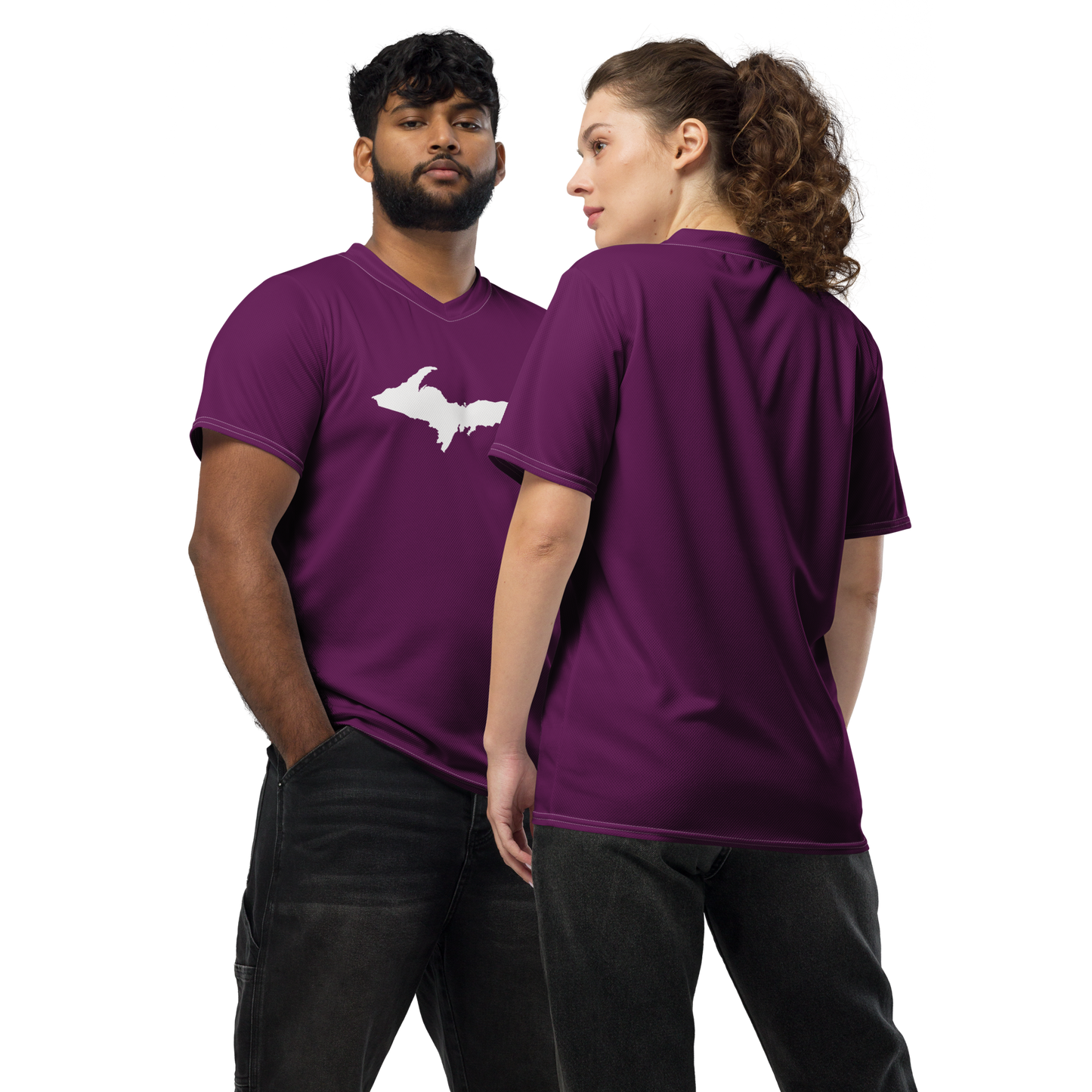 Michigan Upper Peninsula Soccer Jersey (w/ UP Outline) | Unisex - Tyrian Purple