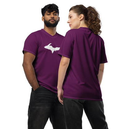 Michigan Upper Peninsula Soccer Jersey (w/ UP Outline) | Unisex - Tyrian Purple