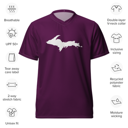 Michigan Upper Peninsula Soccer Jersey (w/ UP Outline) | Unisex - Tyrian Purple