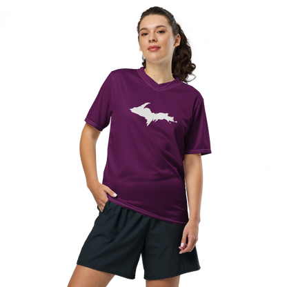 Michigan Upper Peninsula Soccer Jersey (w/ UP Outline) | Unisex - Tyrian Purple