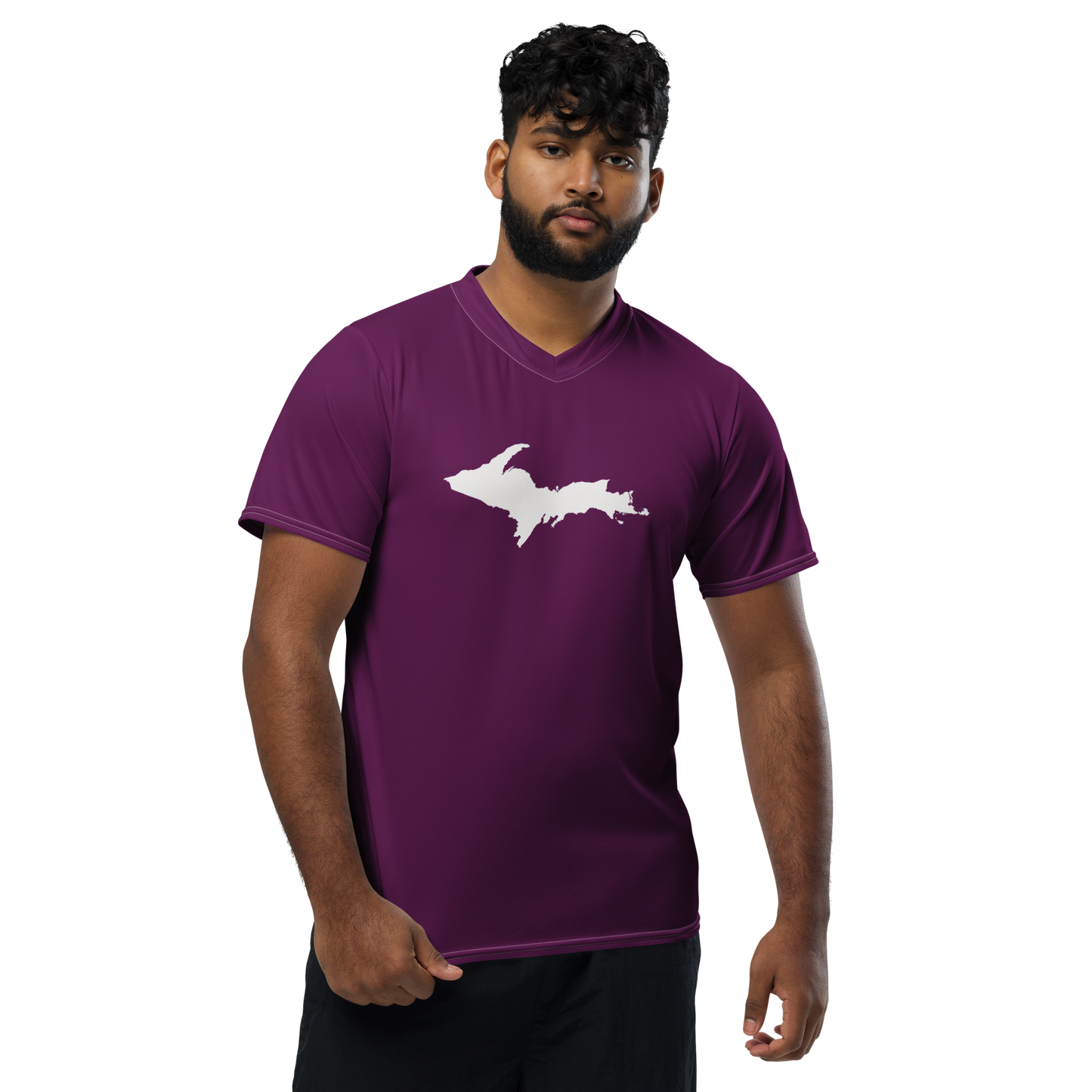 Michigan Upper Peninsula Soccer Jersey (w/ UP Outline) | Unisex - Tyrian Purple