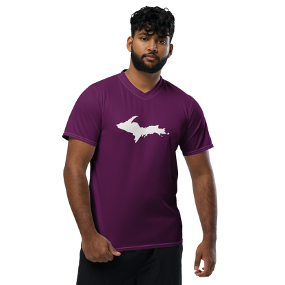 Michigan Upper Peninsula Soccer Jersey (w/ UP Outline) | Unisex - Tyrian Purple