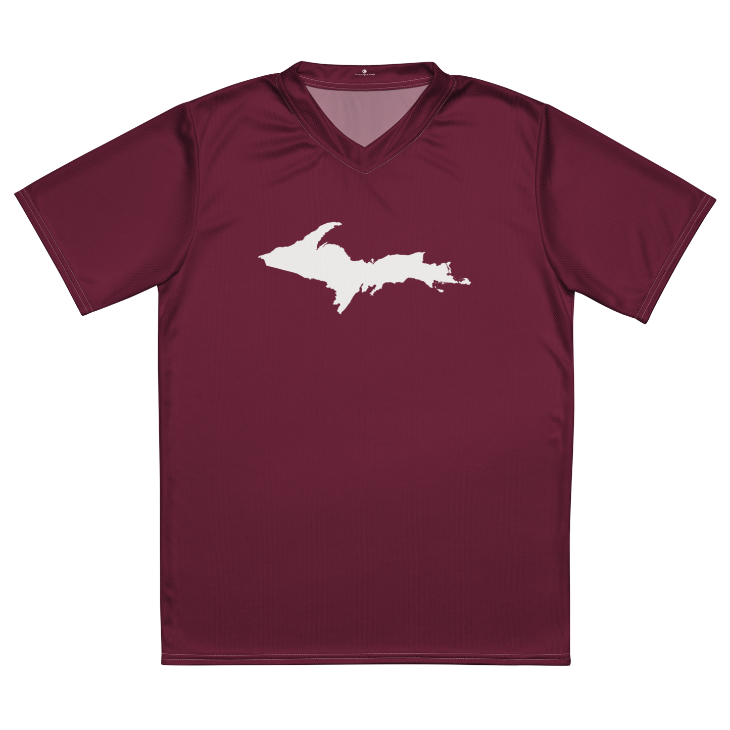 Michigan Upper Peninsula Soccer Jersey (w/ UP Outline) | Unisex - Old Mission Burgundy