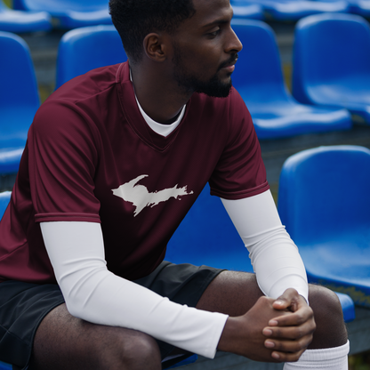 Michigan Upper Peninsula Soccer Jersey (w/ UP Outline) | Unisex - Old Mission Burgundy