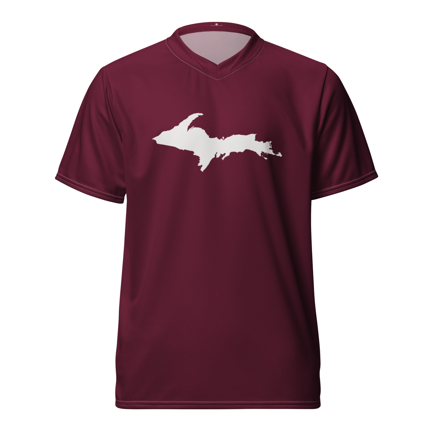 Michigan Upper Peninsula Soccer Jersey (w/ UP Outline) | Unisex - Old Mission Burgundy