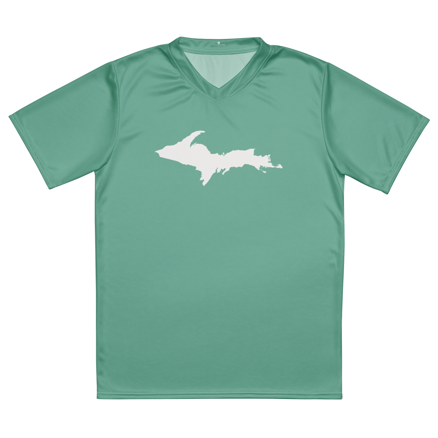 Michigan Upper Peninsula Soccer Jersey (w/ UP Outline) | Unisex - Metallic Mint Green