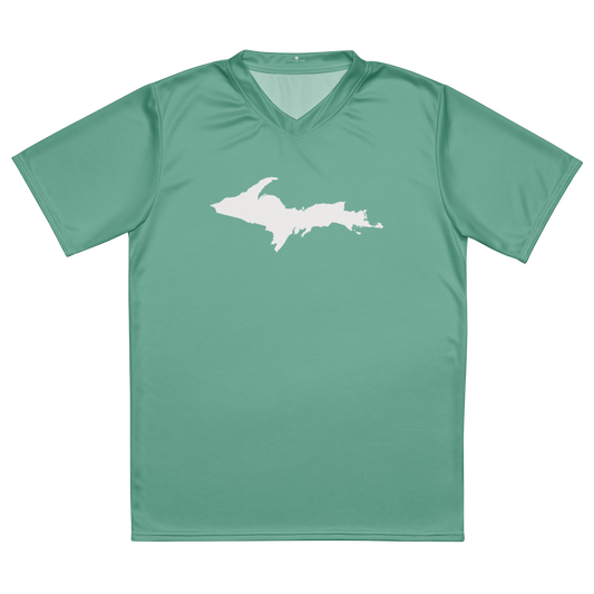 Michigan Upper Peninsula Soccer Jersey (w/ UP Outline) | Unisex - Metallic Mint Green