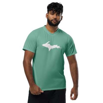 Michigan Upper Peninsula Soccer Jersey (w/ UP Outline) | Unisex - Metallic Mint Green