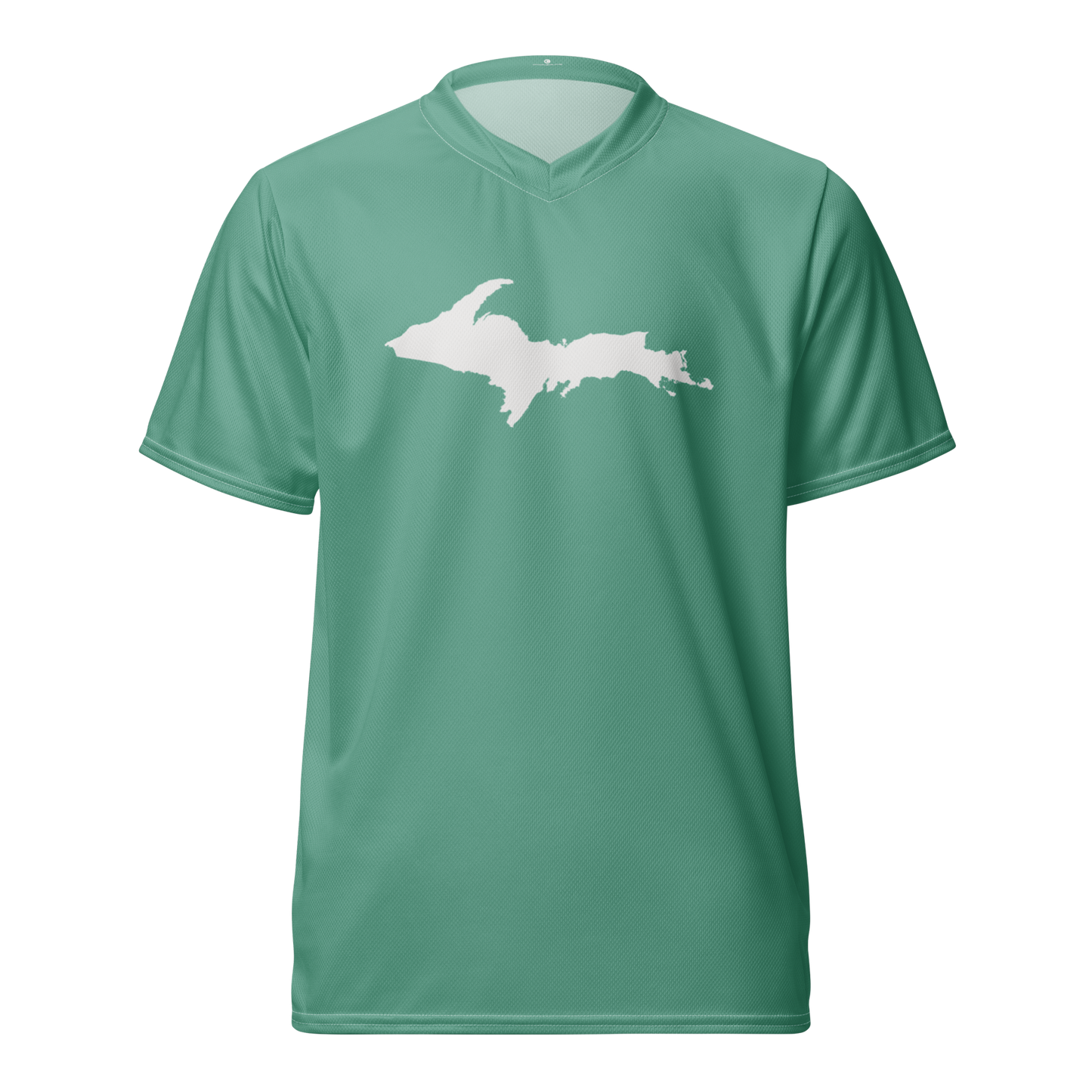 Michigan Upper Peninsula Soccer Jersey (w/ UP Outline) | Unisex - Metallic Mint Green