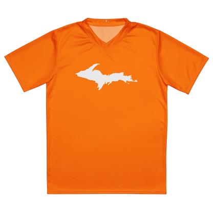 Michigan Upper Peninsula Soccer Jersey (w/ UP Outline) | Unisex - Safety Orange