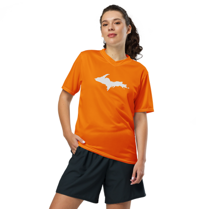 Michigan Upper Peninsula Soccer Jersey (w/ UP Outline) | Unisex - Safety Orange