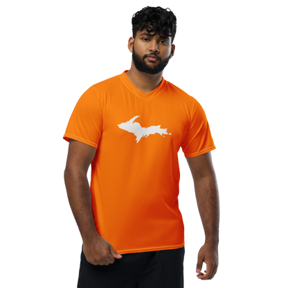 Michigan Upper Peninsula Soccer Jersey (w/ UP Outline) | Unisex - Safety Orange