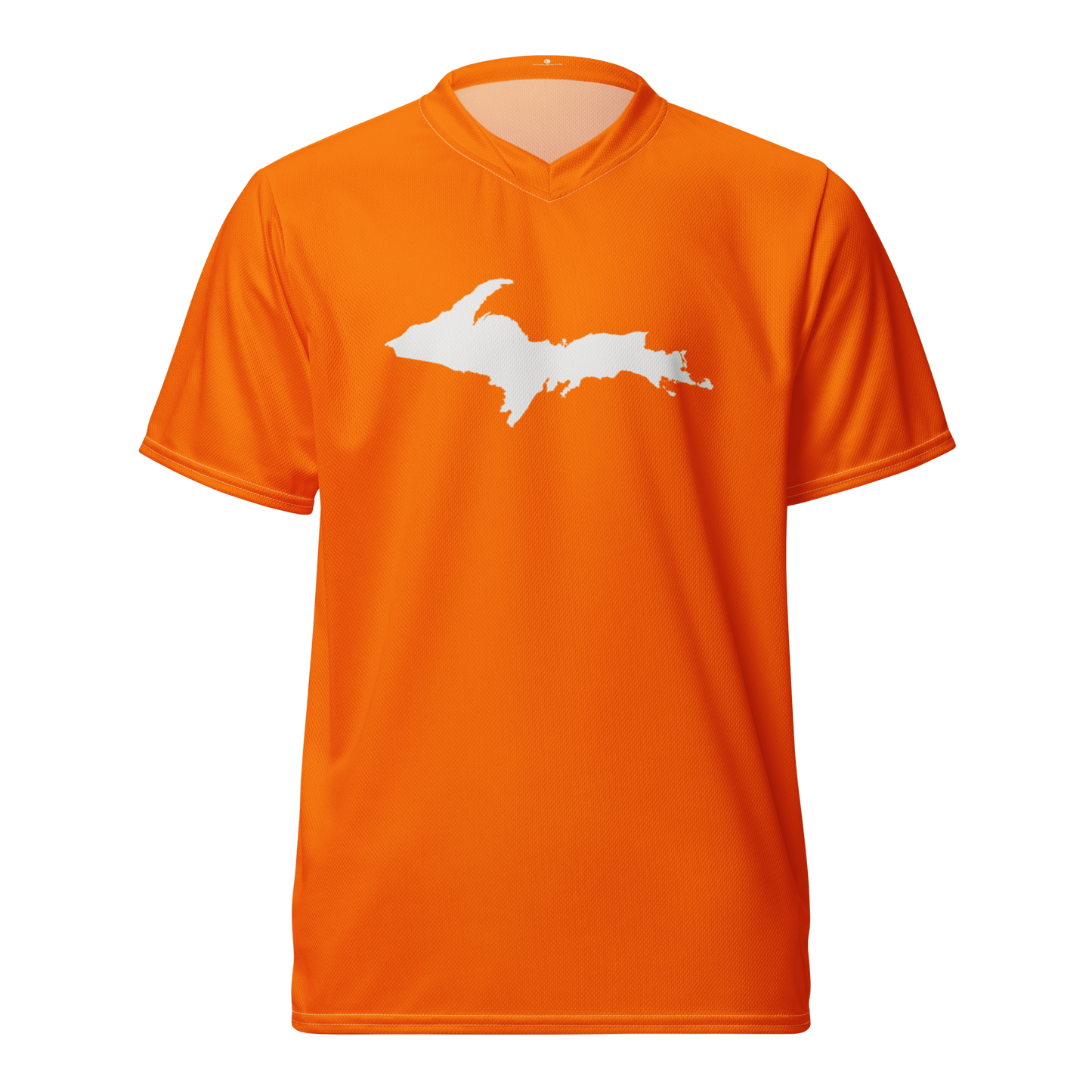 Michigan Upper Peninsula Soccer Jersey (w/ UP Outline) | Unisex - Safety Orange