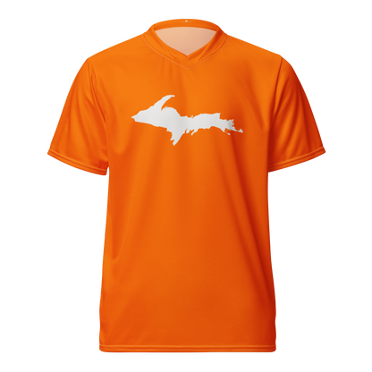 Michigan Upper Peninsula Soccer Jersey (w/ UP Outline) | Unisex - Safety Orange