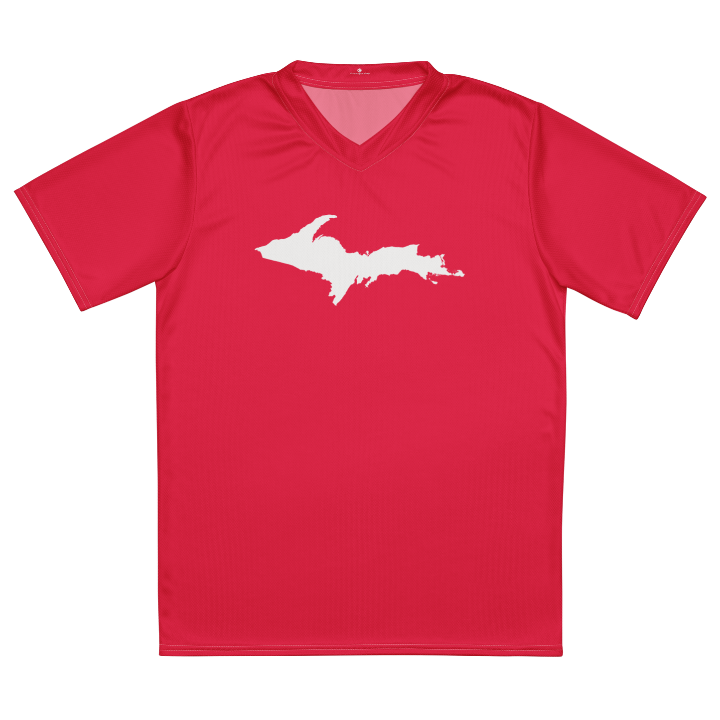 Michigan Upper Peninsula Soccer Jersey (w/ UP Outline) | Unisex - Lighthouse Red