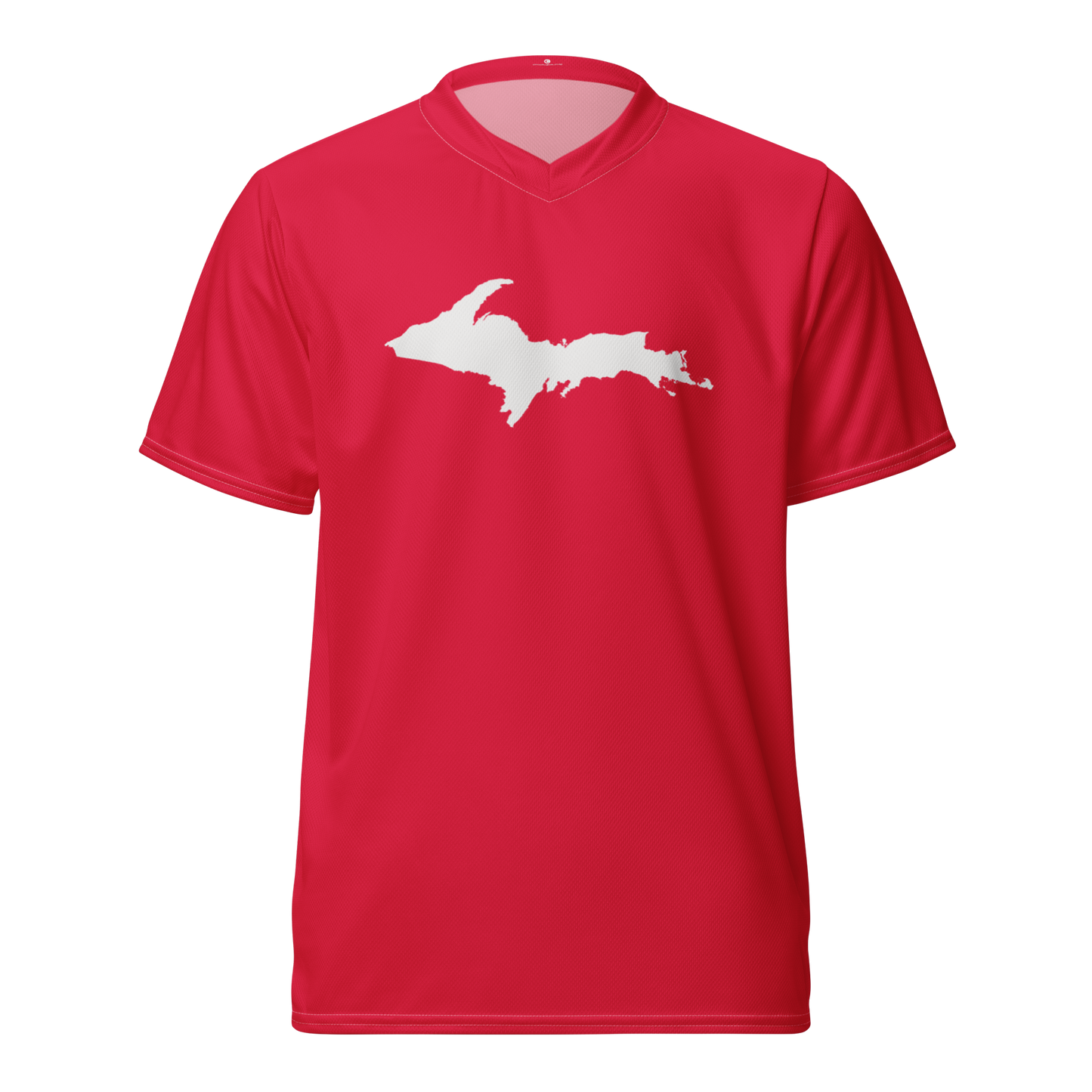 Michigan Upper Peninsula Soccer Jersey (w/ UP Outline) | Unisex - Lighthouse Red