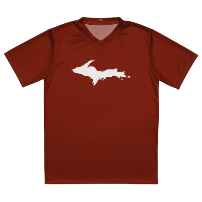 Michigan Upper Peninsula Soccer Jersey (w/ UP Outline) | Unisex - Cherryland Red