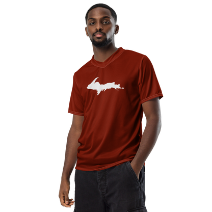 Michigan Upper Peninsula Soccer Jersey (w/ UP Outline) | Unisex - Cherryland Red