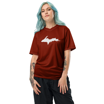 Michigan Upper Peninsula Soccer Jersey (w/ UP Outline) | Unisex - Cherryland Red