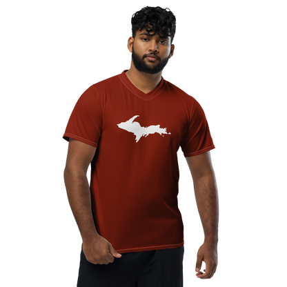 Michigan Upper Peninsula Soccer Jersey (w/ UP Outline) | Unisex - Cherryland Red