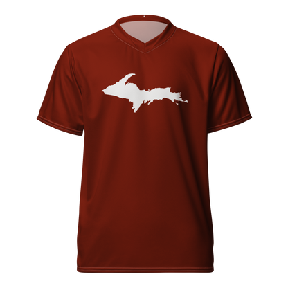 Michigan Upper Peninsula Soccer Jersey (w/ UP Outline) | Unisex - Cherryland Red